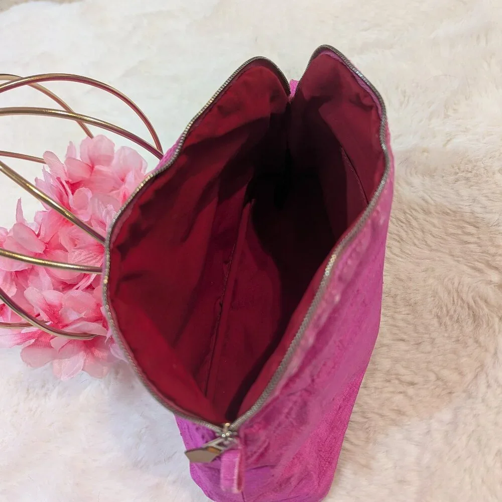Hermes Hot Pink 100% Silk Bolide Pouch/ Bag - Picture 9 of 16